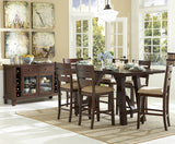 Homelegance Denton Mills 8 Piece Counter Height Table Set w/ Two End Leaves in Warm Brown