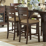 Homelegance Denton Mills 7 Piece Counter Height Table Set w/ Two End Leaves in Warm Brown