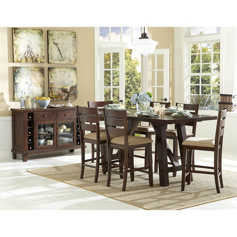 Homelegance Denton Mills Counter Height Table w/ Two End Leaves in Warm Brown
