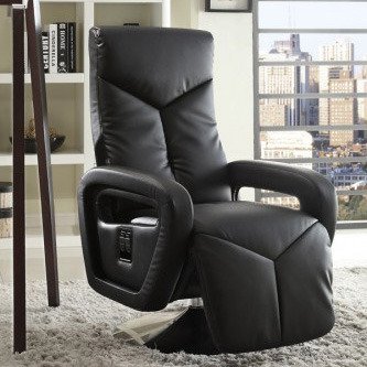 Homelegance Diem Swivel Reclining Chair in Black Leather