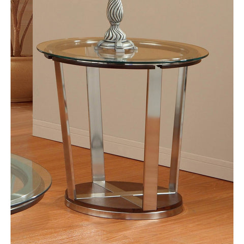 Homelegance Dunham Round Glass End Table w/ Metal Legs