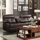 Homelegance Evana Double Reclining Sofa in Dark Brown Leather