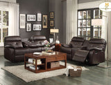 Homelegance Evana Double Reclining Sofa in Dark Brown Leather