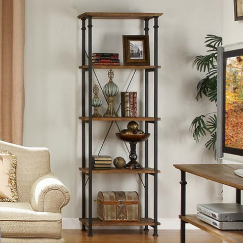 Homelegance Factory 75 Inch Bookcase w/ Wrought Iron Base