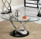 Homelegance Firth 3 Piece Coffee Table Set in Chrome & Black Metal