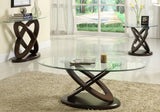 Homelegance Firth II 3 Piece Oval Glass Coffee Table Set in Deep Cherry