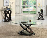 Homelegance Firth II Oval Glass Sofa Table in Deep Cherry
