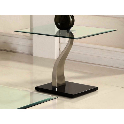 Homelegance Atkins Glass End Table in Deep Cherry