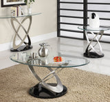 Homelegance Firth Oval Glass Sofa Table in Chrome & Black Metal