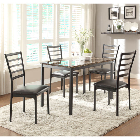 Homelegance Flannery 5 Piece Dining Room Set w/ Faux Marble Table Top