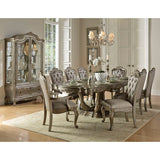 Homelegance Florentina Dining Table In Taupe Color Faux Silk Rich Silver - With Gold Undertone