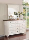 Homelegance Floresville Dresser In Antique White / Dark Cherry Top