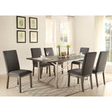 Homelegance Fulton Dining Table, Stainless Steel Bse In Weathered Grey Wood