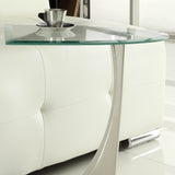 Homelegance Galaxy Half Moon Glass Chairside Table w/ Brushed Chrome Base