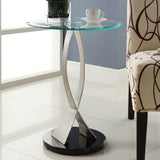 Homelegance Galaxy Round Glass Chairside Table w/ Brushed Chrome Base