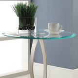 Homelegance Galaxy Round Glass Chairside Table w/ Brushed Chrome Base