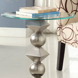 Homelegance Galaxy Round Glass Chairside Table w/ Figurine Base