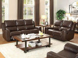 Homelegance Gannet Double Reclining Loveseat in Brown Leather