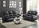 Homelegance Gannet Double Reclining Sofa in Black Leather