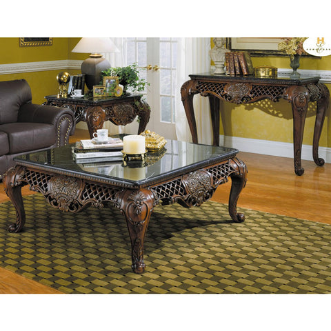 Homelegance Gladstone 3 Piece Square Coffee Table Set w/ Marble Top
