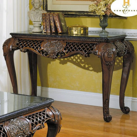 Homelegance Gladstone Rectangular Sofa Table w/ Black Marble Top