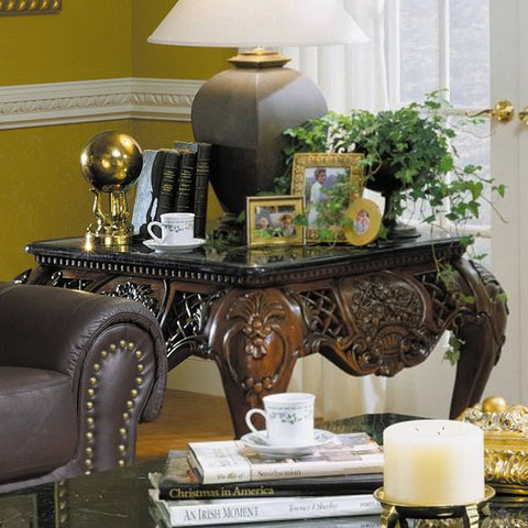 Homelegance Gladstone Square End Table w/ Black Marble Top
