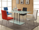 Homelegance Goran Frosted Glass Top Dining Table w/ Chrome Supports