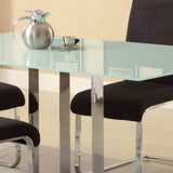 Homelegance Goran Frosted Glass Top Dining Table w/ Chrome Supports