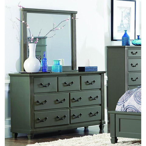 Homelegance Granbury 7 Drawer Dresser & Mirror in Casual Grey Rub-Through