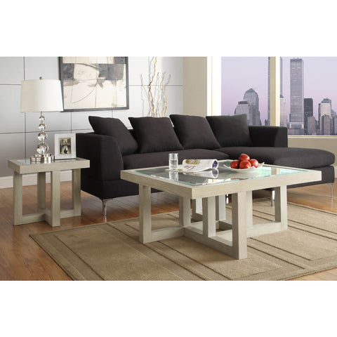 Homelegance Guerrero 2 Piece Square Glass Coffee Table Set in Cool Grey