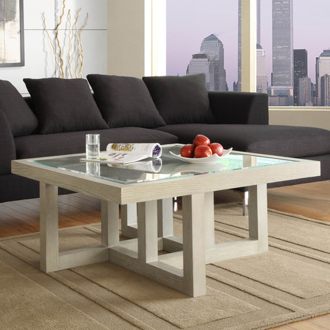 Homelegance Guerrero Square Glass Cocktail Table in Cool Grey