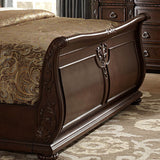 Homelegance Hillcrest Manor Leather Sleigh Bed in Rich Cherry