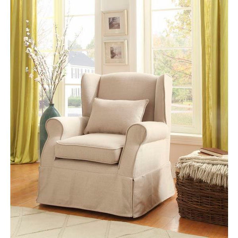 Homelegance Holtville Accent Wing Chair With One Pillow In Solid In Neutral Tone Fabric
