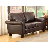 Homelegance Hume Love Seat In Dark Brown Bonded Leather Match