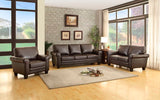 Homelegance Hume Three Piece Sofa Set In Dark Brown Bonded Leather Match