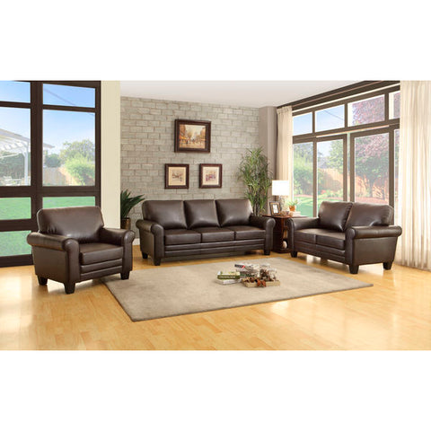 Homelegance Hume Three Piece Sofa Set In Dark Brown Bonded Leather Match