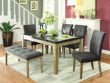 Homelegance Huron 7 Piece Dining Room Set w/Faux Marble Top in Light Oak