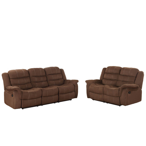 Homelegance Huxley 2 Piece Double Reclining Living Room Set in Chocolate