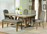Homelegance Jemez 6 Piece Faux Marble Top Dining Room Set in Weathered
