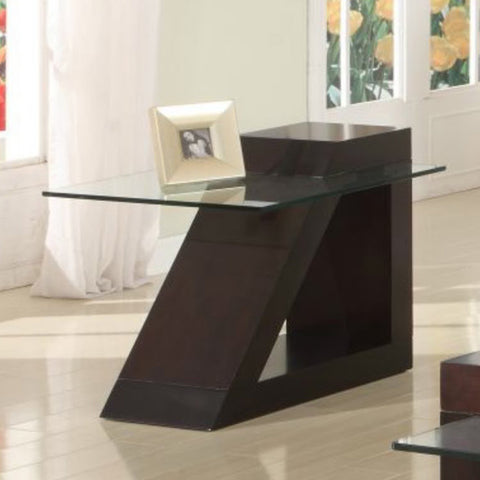 Homelegance Jensen Rectangular Glass End Table w/ Trapezoid Base