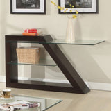 Homelegance Jensen Rectangular Glass Sofa Table w/ Trapezoid Base