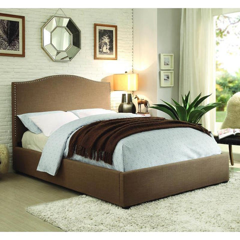 Homelegance Kase Upholstered Platform Bed in Brown