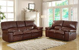 Homelegance Kendrick Leather Double Reclining Sofa in Brown