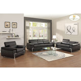 Homelegance Kira 3 Piece Living Room Set in Black Leather