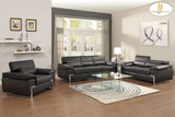 Homelegance Kira 3 Piece Living Room Set in Black Leather