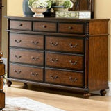 Homelegance Langston 9 Drawer Dresser w/ Mirror in Brown Cherry