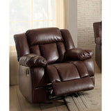 Homelegance Laurelton Chair, Glider Recliner In Dark Brown Bonded Leather Match