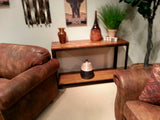Homelegance Leandra Sofa Table With Wheels, Pine Veneer & Metal In Light Oak
