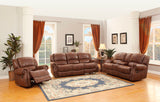 Homelegance Levasy Recliner Glider Ls With Console In Brown Bomber Jacket Microfiber