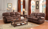 Homelegance Levasy Recliner Glider Ls With Console In Brown Bomber Jacket Microfiber